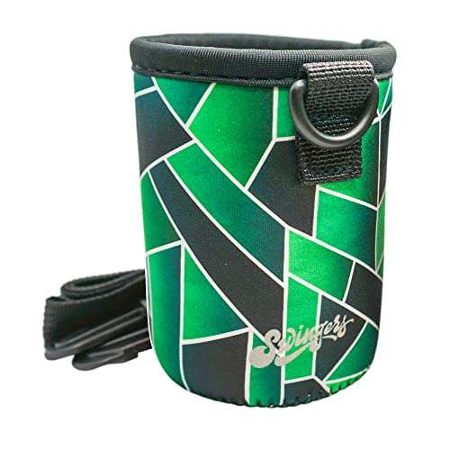 Swingers Beer Cooler with Adjustable Neck Strap (Neoprene Hands-Free Can or Bottle Holder) (Green Geometric) 1