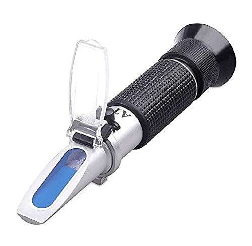 Bombey Scientific ERMA Make -Hand Refractometer with ATC, Range 0-32% Brix with 0.2% division, for Wine, Brandy, Beer, Fruits, Sugar Testing, Cutting Liquid, with Calibration Solution 1