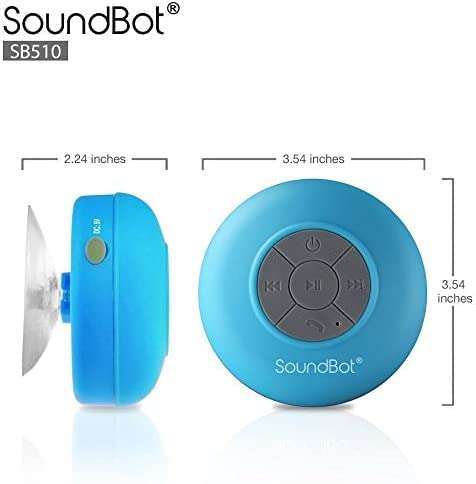 Soundbot® Waterproof Shower Speaker HD Water Resistant Bluetooth Handsfree Portable with Loud Clear Sounds 6+hrs of Playtime, Wireless Suction Cup Small Durable for Outdoors Travel Home SB510 (Blue) 4