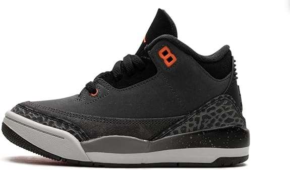 Little Kid's Jordan 3 Retro Fear 'Night Stadium/Total Orange' (DM0966 080) PS Pre School - Size 1.5y