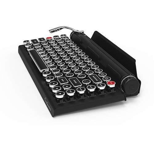 QWERKYTOYS Qwerkywriter Typewriter Inspired Retro Mechanical Wired & Wireless Keyboard with Tablet Stand 4