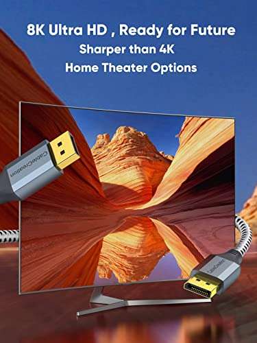 CableCreation 3.3ft DisplayPort to DisplayPort Cable (DP to DP) - Gold Plated, 8K@60Hz, 4K@144Hz, 2K@165Hz Video Resolution & HDR Support, Black 3