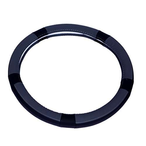 Oshotto Leather Steering Wheel Cover for Tata Tigor (Black and Grey) 3
