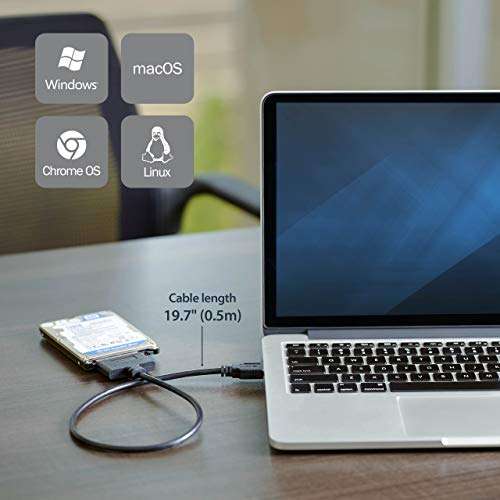StarTech.com SATA to USB Cable - USB 3.0 to 2.5” SATA III Hard Drive Adapter - External Converter for SSD/HDD Data Transfer (USB3S2SAT3CB) 3
