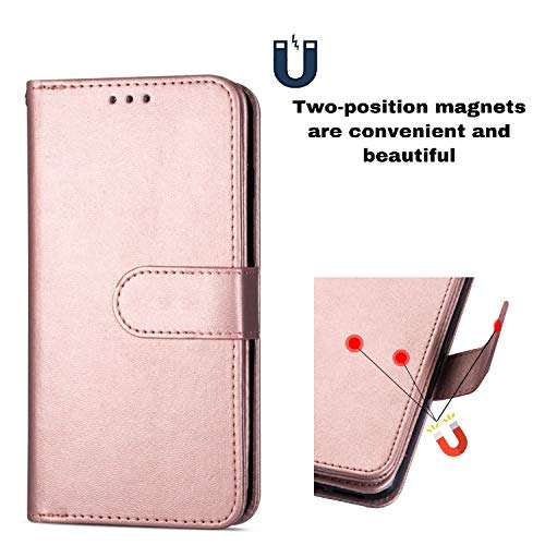 DEFBSC Samsung Galaxy Note 9 Wallet Case,Magnetic Premium Leather Folio Flip Case with 9 Card Slots/Holder Kickstand and Wrist Strap for Samsung Note 9-Rose Gold 5
