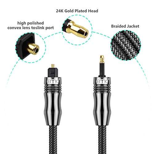 Mini Optical Audio Cable Digital Toslink Cable [24K Gold-Plated Nylon Braided Ultra-Durable ] Fiber SPDIF Audio Cable for Home Theater (6.6ft/2m) 5