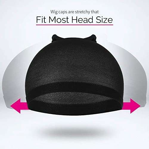 BISMAADH Wigs Cap Stocking Caps for Wigs - Stretchy Wigs for Women & Men Pack of 10 Black 3
