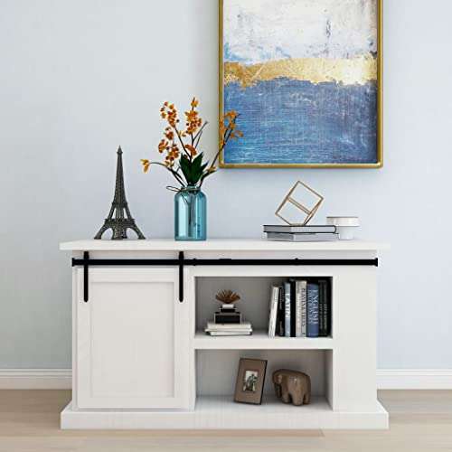 vidaXL Mini Sliding Cabinet Door Kit, Sliding Barn Door Hardware, Sliding Rail for Small TV Stand, Slide Smoothly Quietly, Carbon Steel 2