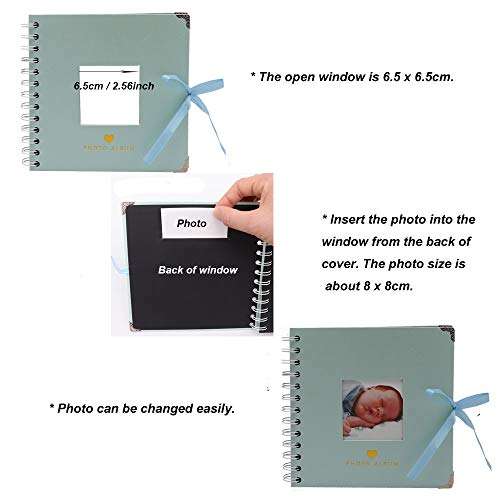 WCR Scrapbook Photo Album, DIY Memory Book Guest Book for Baby Shower Birthday Wedding Anniversary Gifts, Baby Scrapbook with Photo-Openning 40 Black Pages and Stickers (Powder Blue, 6.8 x 6.8 Inch) 5