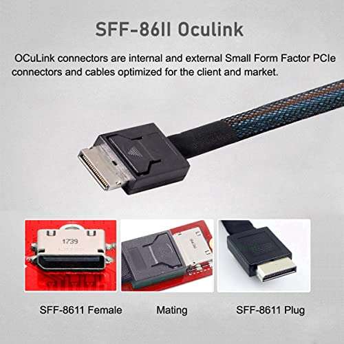 Cablecc Oculink SFF-8612 SFF-8611 to PCIE PCI-Express 16x 4X Adapter with SATA Power Port for Mainboard Graphics Card 3