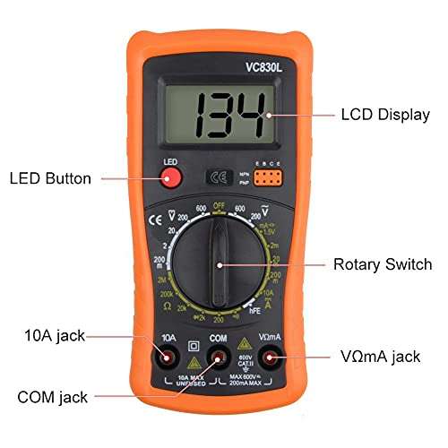 Digital Multimeter Pocket Clamp Multimeters Multi Tester Voltmeter Ammeter Ohmmeter AC/DC Ohm Volt Amp and Diode Voltage Electrical Tester Meter with Backlight LCD,Home Professional Use Automotive,etc 4