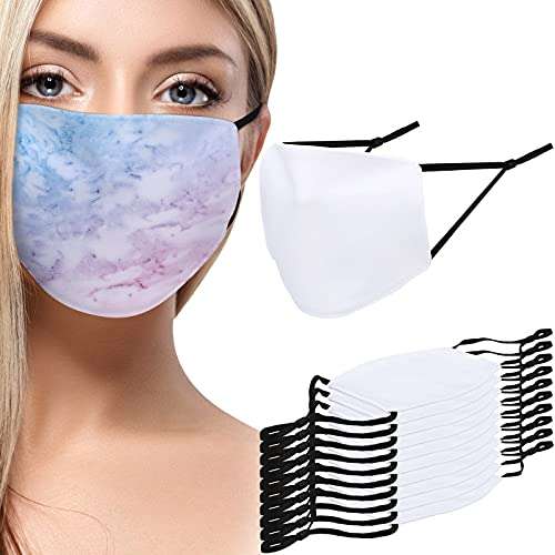 Geyoga 10 Pieces Sublimation Face Covering with Adjustable Ear Loop for Protecting Face (Black) 1