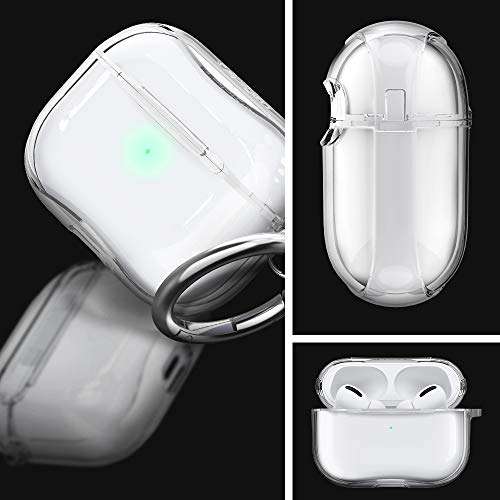 Spigen Ultra Hybrid Designed for Airpods Pro Case (2019) Anti-Yellowing Clear Cover with Carabiner - Crystal Clear 2