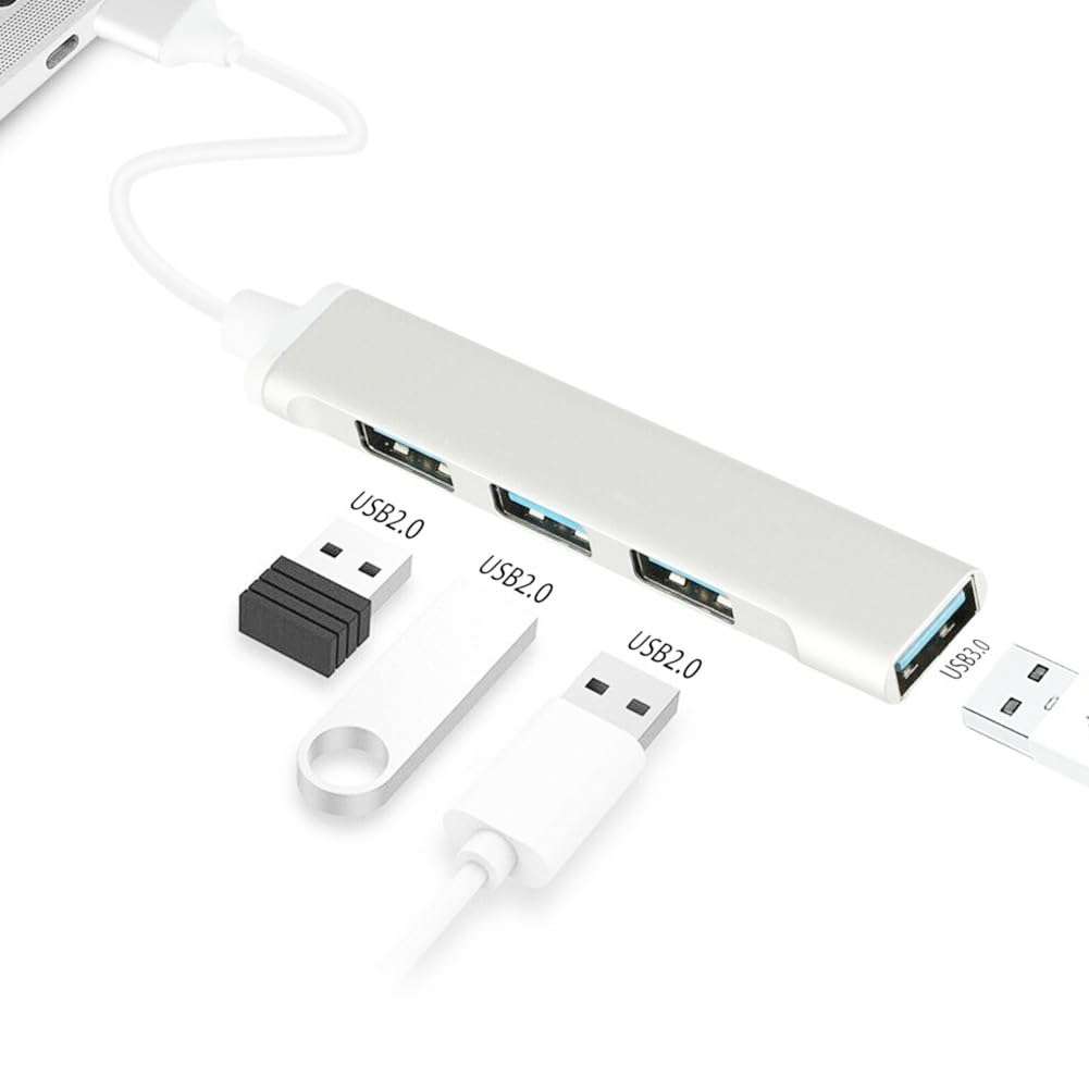 BudgetBundles US 2-4 Pcs USB 3.0 4 Port Hub Splitter Slim Sleek Aluminum PC Mac Laptop Desktop (4 Pack) 3