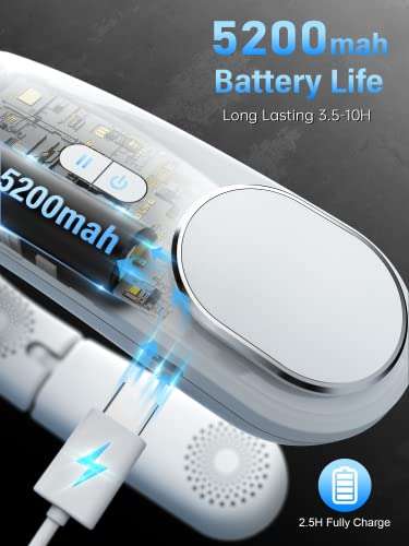 ChillGo Neck Fan - 4 Turbo Foldable Portable Fan - Personal Bladeless Fan 5200mAh with Strong Airflow, 4 Vent Air Conditioner, Wearable Cooling Fan for Travel Outdoor 3