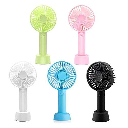 X4Cart Mini Portable USB Built-in Rechargeable Battery Operated Summer Cooling Table Fan with Standing Holder Handy Base For Home Office Outdoor Travel (Assorted Color, Pack of 1) 1