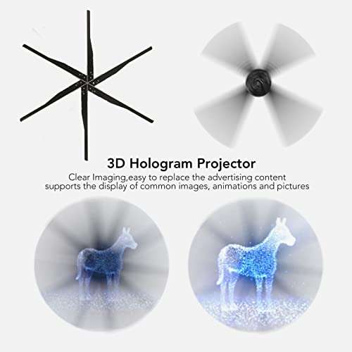 3D Hologram Fan, 1532 Lamp Bead 6 Leaf Clear Imaging Clear Imaging 3D Holographic Advertising Machine, 3000X1532 37.8 in 3D Advertising Hologram Display Fan for Multiple Installation Methods(USA) 3