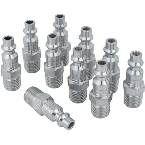 Industrial Air Plug, M-STYLE®, 1/4" MNPT, Air Compressor Fitting, Air Hose Quick Connect Fitting, 727 (Pack of 10) 1