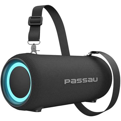Passau Portable Bluetooth Speakers Loud 40W Peak Stereo Sound, Passive Radiators-Deep Bass, All Day Playtime, Adjustable Strap, BT5.3, IPX5 Wireless Speaker RGB Lights for Indoor Outdoor 1