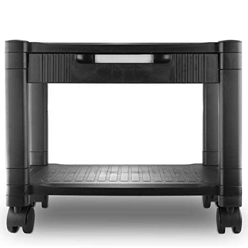 Circuit City PS2TD 2 Shelf Wheeled Rolling Printer Cart Machine Stand with Built-in Storage and Cable Management - Holds Up to 75 Pounds (Black) 2