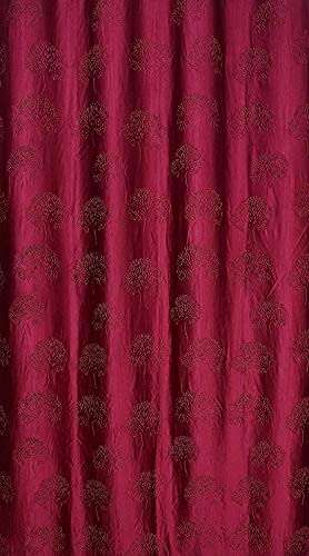 Eloise Polyester Embossed Eyelet Long Window and Door Curtain Parda for Home Pack of 2 Piece - Width 4 Feet X Length 9feet , Maroon 2