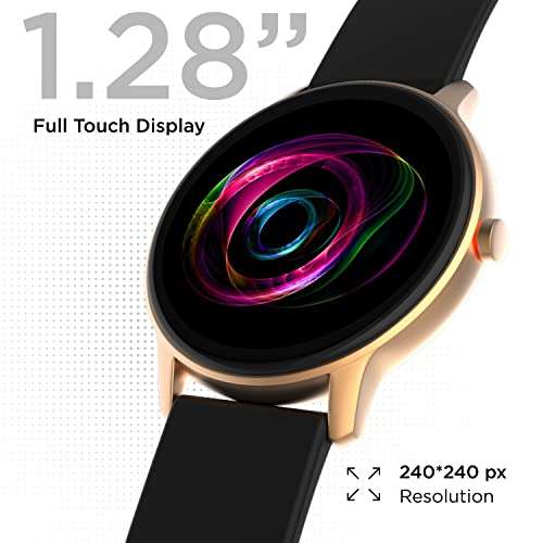 Fire-Boltt Rage Full Touch 1.28” Display & 60 Sports Modes with IP68 Rating Smartwatch, Sp02 Tracking, Over 100 Cloud Based Watch Faces, Black, Free Size (Gold Black) 3