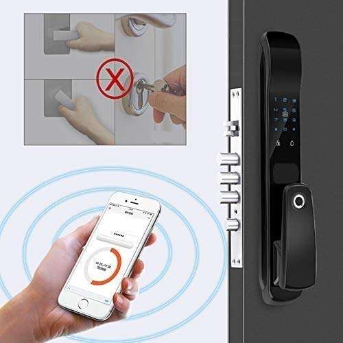 Qin Smart Lock with Deadbolt, Entry Door Locks with Deadbolts, Smart Doors Locks with Electric Deadbolt Touch Screen Keypads, Electric Fingerprint Lock Password Swipe Magnetic Card App Remote Unlock 6