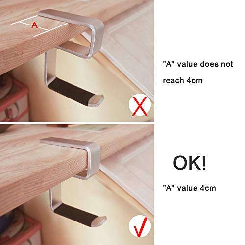 DANXQ Office Computer Desk Aluminum Hook Clamp-On Desk Headphone Holder/Backpack Hook/Provides A Convenient Place to Hang Headset Or Bag (for 2.5CM Board) 4