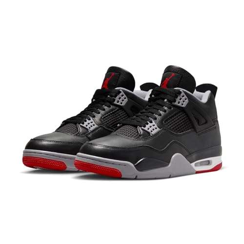 NIKE Jordan 4 Retro Grade School Black/Fire Red-Cement Grey FQ8213-006 7Y 2