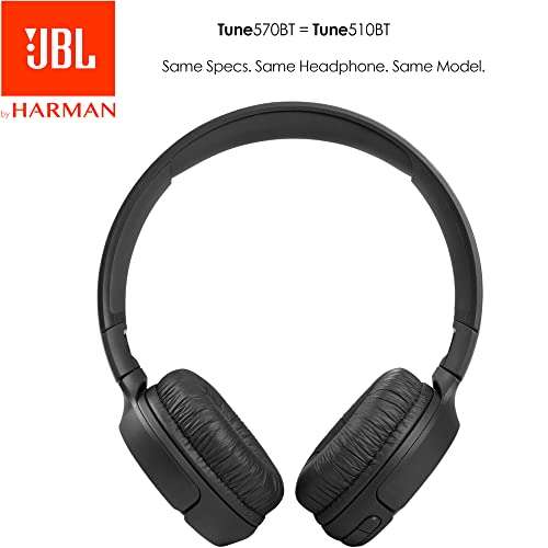 JBL Tune 570BT On-Ear Wireless Bluetooth Headphones with Pure Bass Stereo Sound, Includes Cleaning Cloth - Black(JBLT570BTBLKAM-CC) 2
