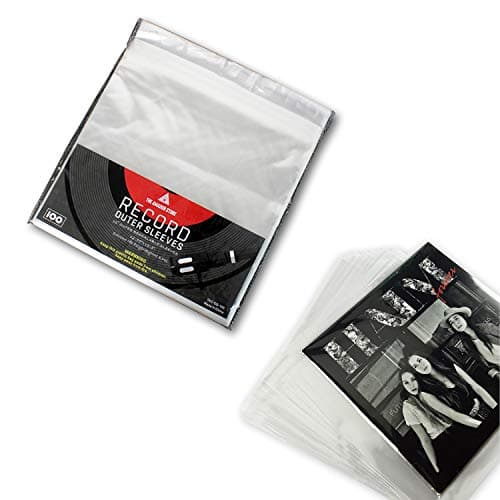 Amador Record Sleeves for Vinyl Record - 100pcs Clear Plastic Protective LP Outer Sleeves – Made of Premium Polyethylene -Outer Resealable Sleeves for Storing Records and Albums 1