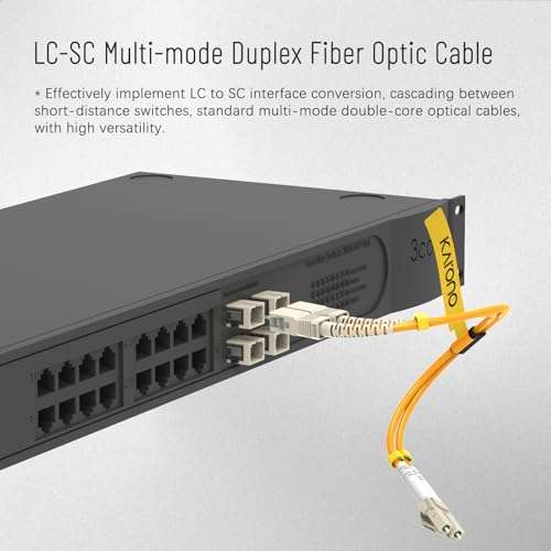 Karono 1FT LC (Male) to SC (Female) Fiber Optic Adapter Cable, Multimode 62.5/125 Duplex, Hybrid Connector Coupler Converter Dongle Mutual Transfer Fiber Patch Cable 2