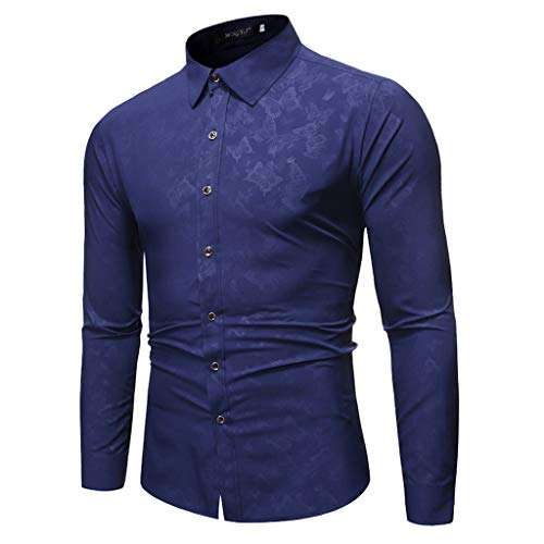 Mens Novelty Butterfly Printed Shirts Long Sleeve T-Shirt Casual Slim Fit Dress Shirts Navy 5