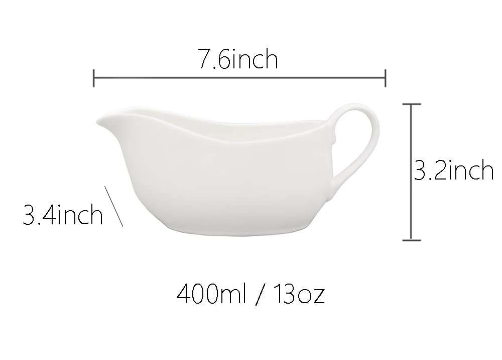 123Arts Gravy Boat Ceramic Sauce Boat for Salad Dressings Creamer Broth Black Pepper,400ml 3
