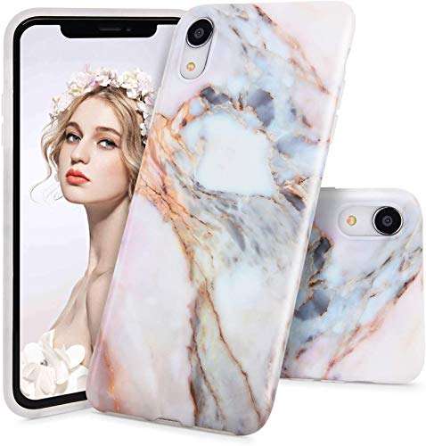 Imikoko iPhone XR Case Marble, iPhone XR Slim Case, Soft Flexible TPU Marble Case Shockproof Protective Case Cover for iPhone XR 6.1 inch (Pink) 1