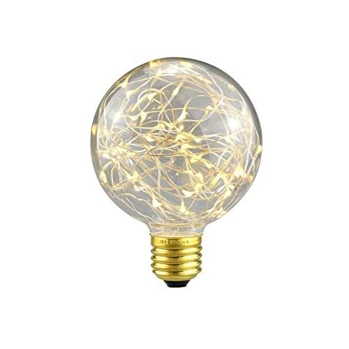 G95 Edison Bulbs LED Filament Bulb Decorative Lighting Lamp 3W E26/E27 Base Warm White Vintage Edison Bulbs LED Globe Fairy Light Bulb for Christmas, Cafes, Holiday,AC85-265V 1