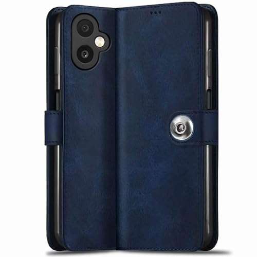 TheGiftKart Flip Cover Back Case for Samsung Galaxy M06 5G / F06 5G | Genuine Leather Finish | Designer Button | Inbuilt Pockets & Stand | Flip Cover for Samsung M06 5G / F06 5G (Faux Leather, Blue)