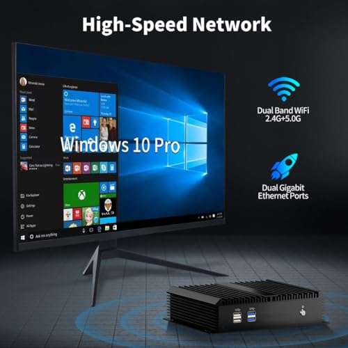 Thdeukoty Fanless Mini Industrial PC, Desktop Computer Core i3-5005U Windows 10 Pro, 8GB RAM 256GB SSD, 2xNICs, 2*COM RS232, 4xUSB3.0, Dula-Band WiFi, HDMI/VGA Ports, Gigabit LAN, Auto Power On 4
