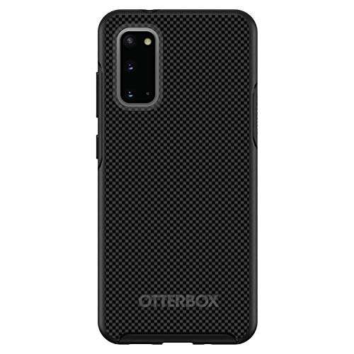 DistinctInk Case for Samsung Galaxy S20 Ultra / S20 Ultra 5G (6.9" Screen) - Replacement for OtterBox Symmetry Custom Black Case - Black Grey Carbon Fiber Printed Design 1