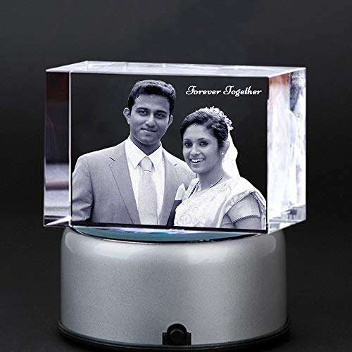 GONDGET Rectangle 3D Crystal with LED Base Light (3x7x10 cm, White) 1