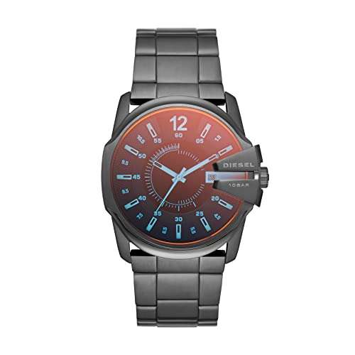 Diesel Stainless Steel Master Chief Analog Black Dial Men Watch-Dz1965, Gray Band
