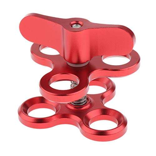 D DOLITY 1Inch Standard Ball Clamp with Cut Outs for The 1inch Ball Underwater Light Arm System Red 1