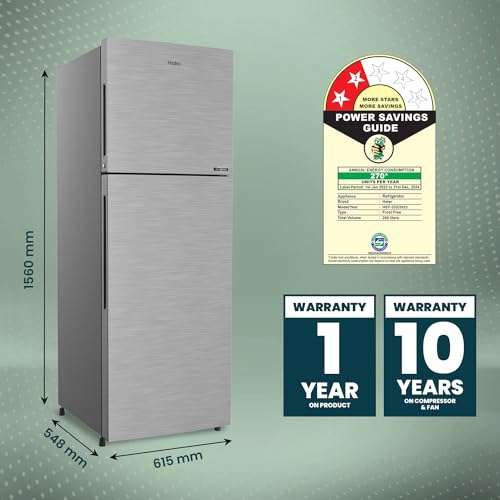 Haier 240 L, 2 Star, 5 In 1 Convertible, Frost Free Double Door Refrigerator (HEF-252DS-P, Dazzle Steel, 2024 Model) 3