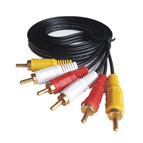 VizGiz 2 Pack 3 RCA Male to Male Cable AV Audio Video Composite Premium Gold Plated DFC RG59 Stereo Cables for Home Theater DSS Receivers S-Video VCR Camcorders DVD Players HD-TV (3RCA 5FT 1.5M) 3