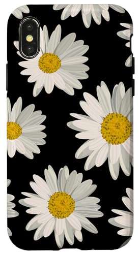 White Daisy Flowers Black Background Case for iPhone X/XS 1