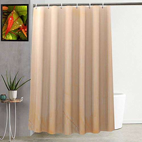 Heart Home Self Lining Design 7 Feet Shower Curtain with 8 Hooks (Cream)- CTHH06259