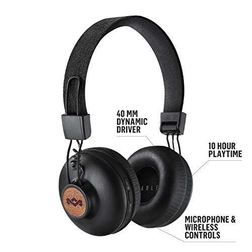 House of Marley Positive Vibration 2: Over-Ear Headphones with Microphone, Wireless Bluetooth Connectivity, and 10 Hours of Playtime (Black) 2