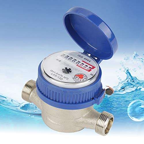 Water Flow Meter 1/2 Inch 15mm 1.5 Nominal Flow-Rate Cold Water Meter Water Meter Gauge Vacuum Sealing Home Usage with Fittings for Home Usage 5