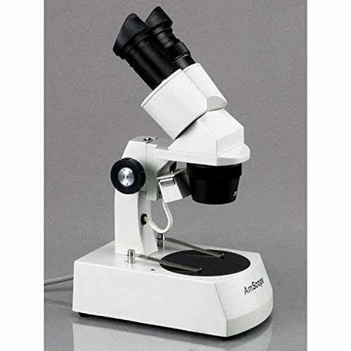 AmScope SE305-AY Binocular Stereo Microscope, WF10x and WF15x Eyepieces, 10X/15X/30X/45X Magnification, 1X and 3X Objectives, Upper and Lower Halogen Lighting, Reversible Black/White Stage Plate, Arm Stand, 120V 4