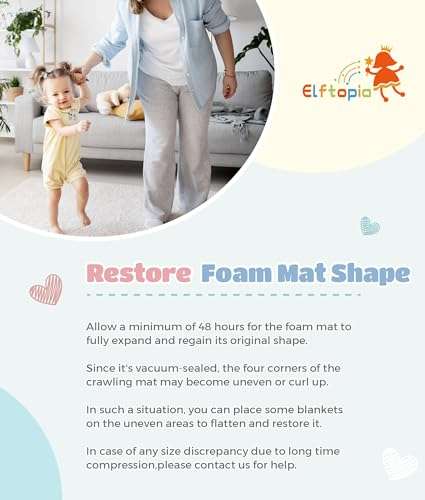 Elftopia Foam Crawling Mat for Toddlers Baby Play Mat 1.18” Thick Foam Area Rugs for Kids and Children,Yoga mat with Removable Cover,5'10"x6'5",Grey 6